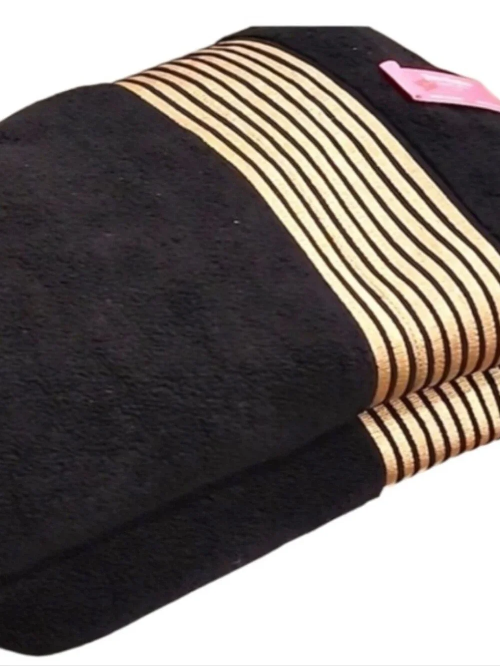 JUICY COUTURE Black Towel with Gold Stripe Accent